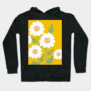 Flor Abstracta blanca en fondo amarillo Hoodie